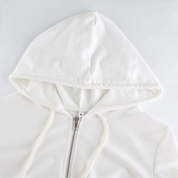 White Cropped Hoodie - Picture 4 of 7